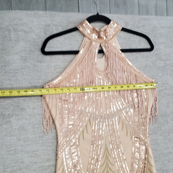 Elegant Sequin Fringe Dress - Cream - Picture 5 of 12